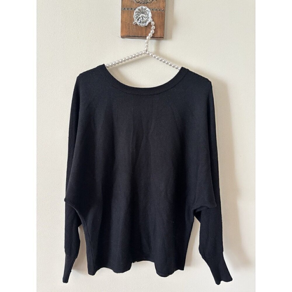 Carmen Marc Valvo Womens Size S Black Sweater Zipper Back Ribbed
